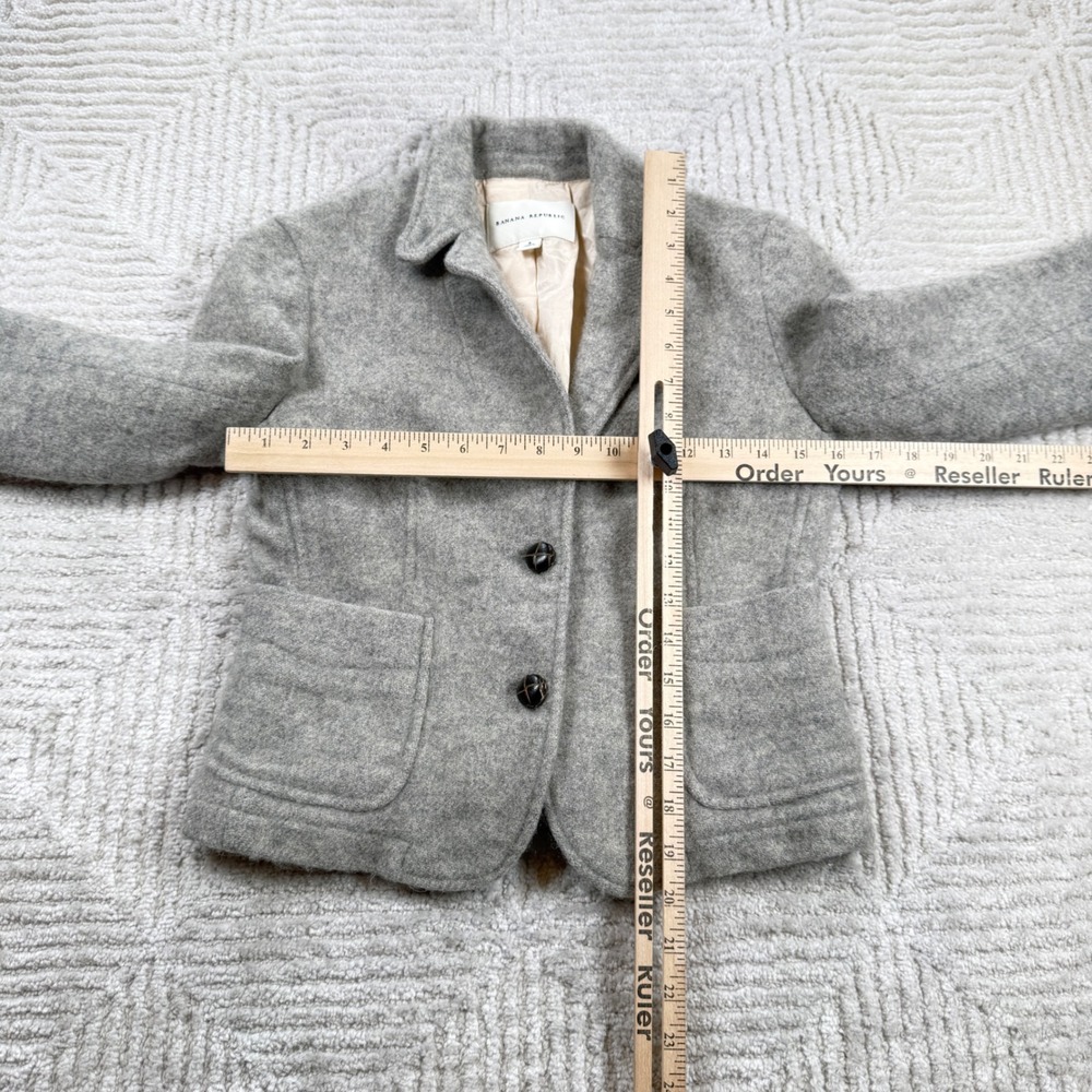 Banana Republic Wool Blazer Womens 4 Grey Tailored Preppy Old Money Vintage Y2K - Picture 3 of 16